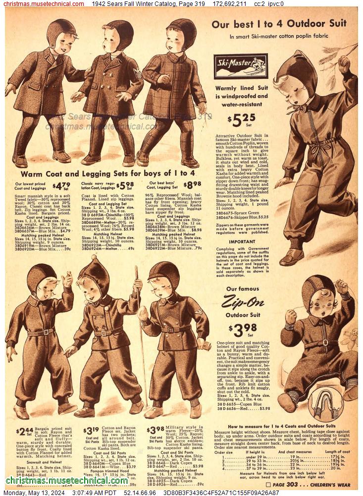 1942 Sears Fall Winter Catalog, Page 319