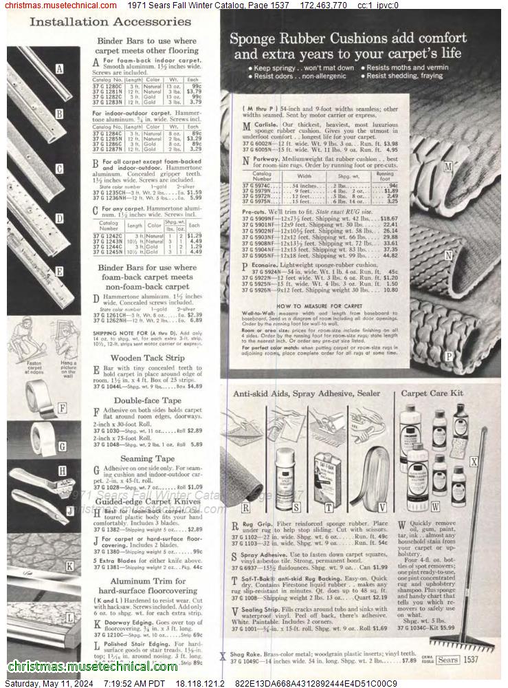1971 Sears Fall Winter Catalog, Page 1537