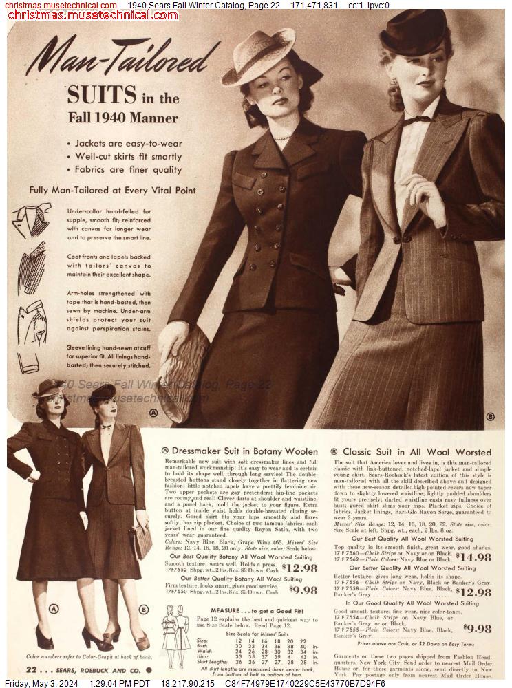 1940 Sears Fall Winter Catalog, Page 22