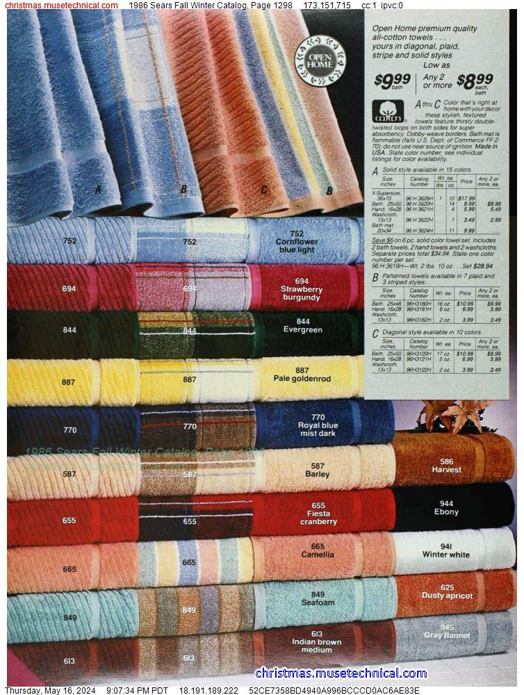 1986 Sears Fall Winter Catalog, Page 1298