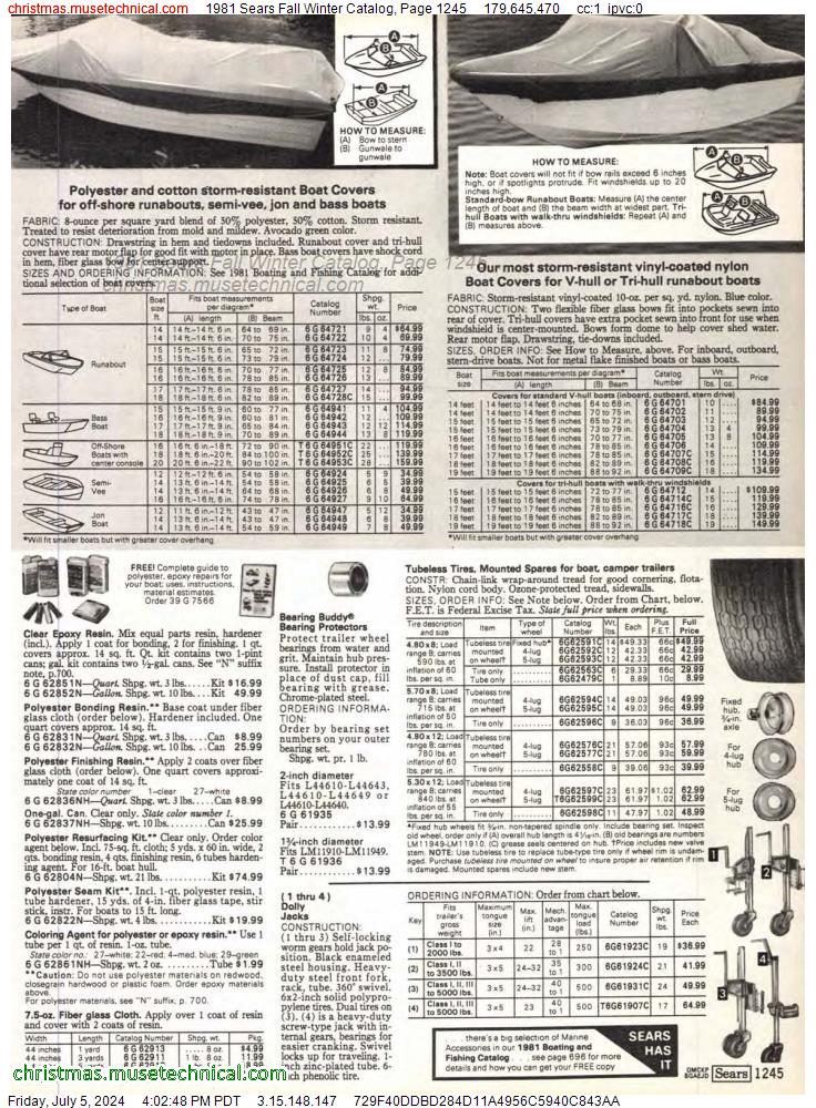 1981 Sears Fall Winter Catalog, Page 1245