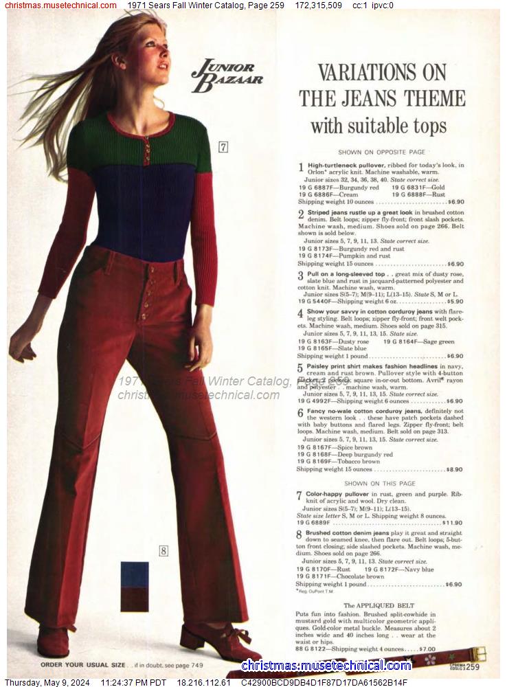 1971 Sears Fall Winter Catalog, Page 259