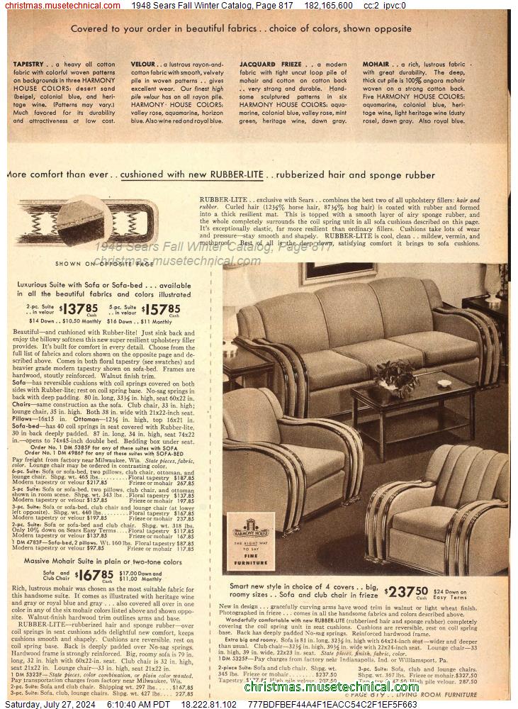 1948 Sears Fall Winter Catalog, Page 817