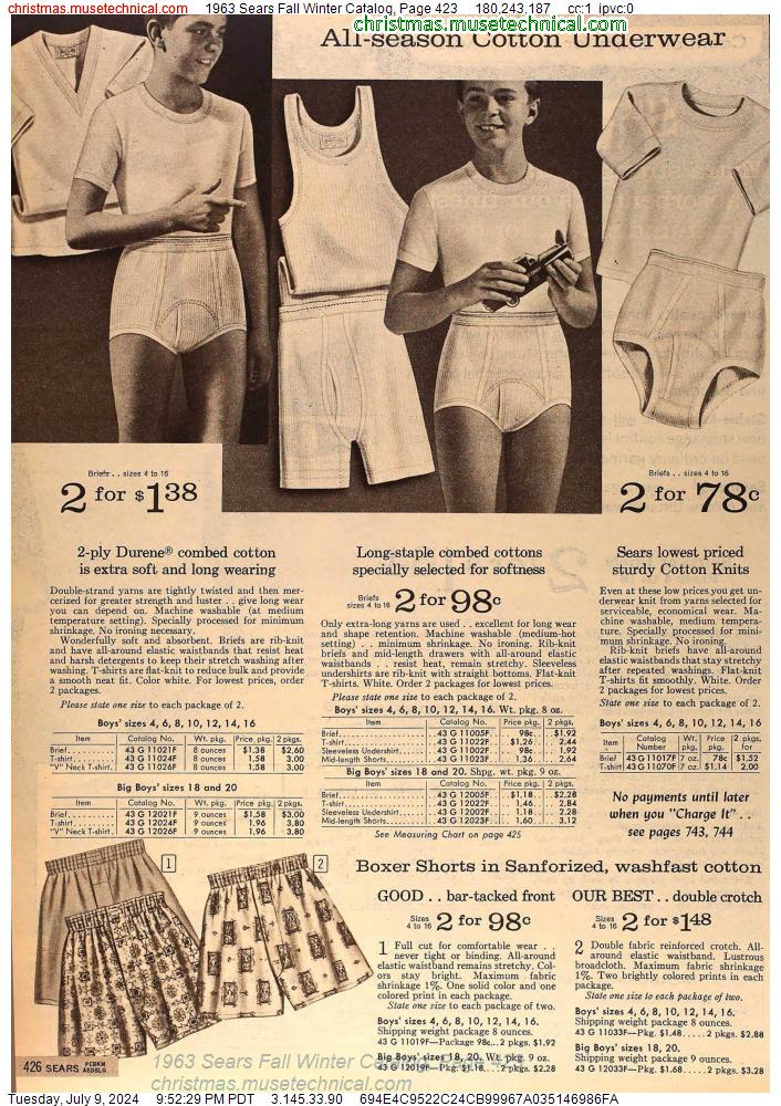 1963 Sears Fall Winter Catalog, Page 423