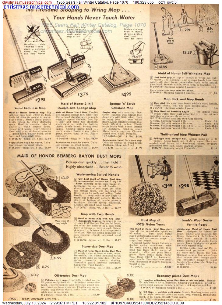 1955 Sears Fall Winter Catalog, Page 1070