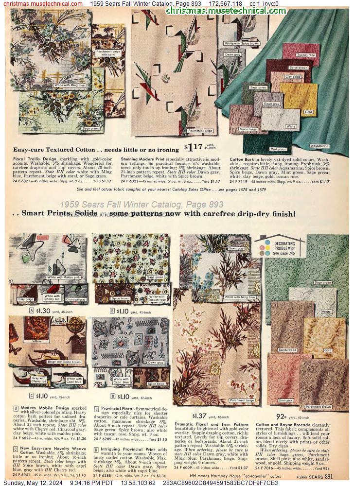 1959 Sears Fall Winter Catalog, Page 893