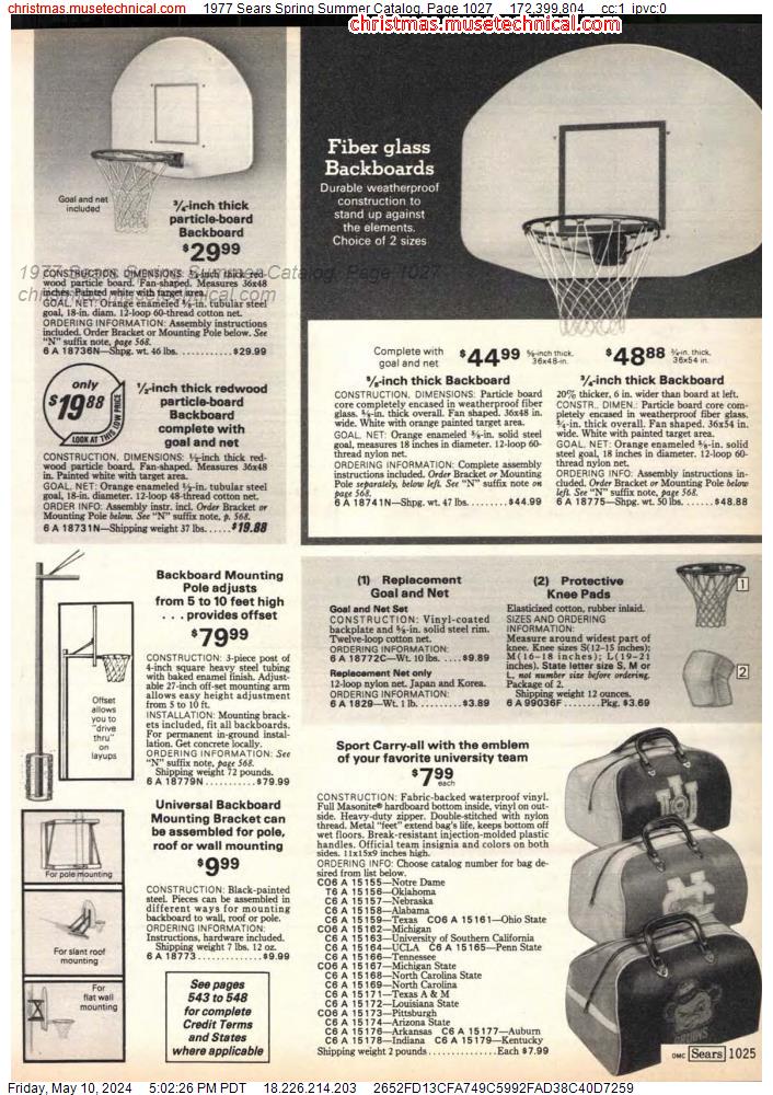 1977 Sears Spring Summer Catalog, Page 1027