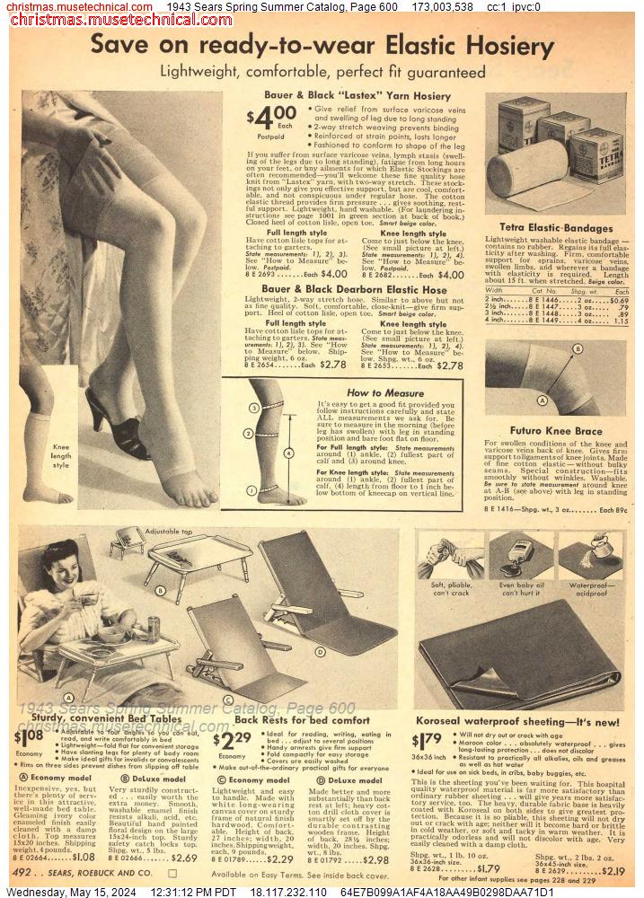 1943 Sears Spring Summer Catalog, Page 600