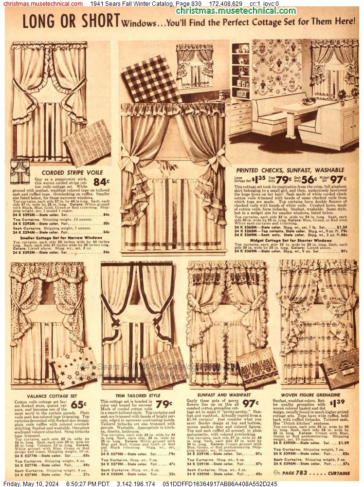1941 Sears Fall Winter Catalog, Page 830
