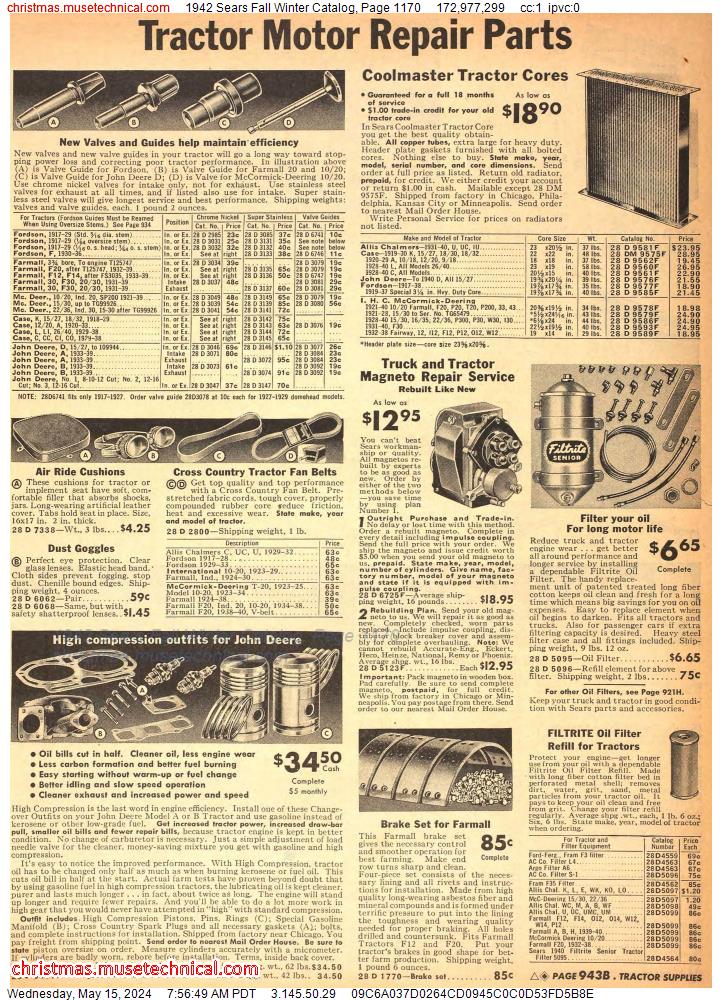 1942 Sears Fall Winter Catalog, Page 1170
