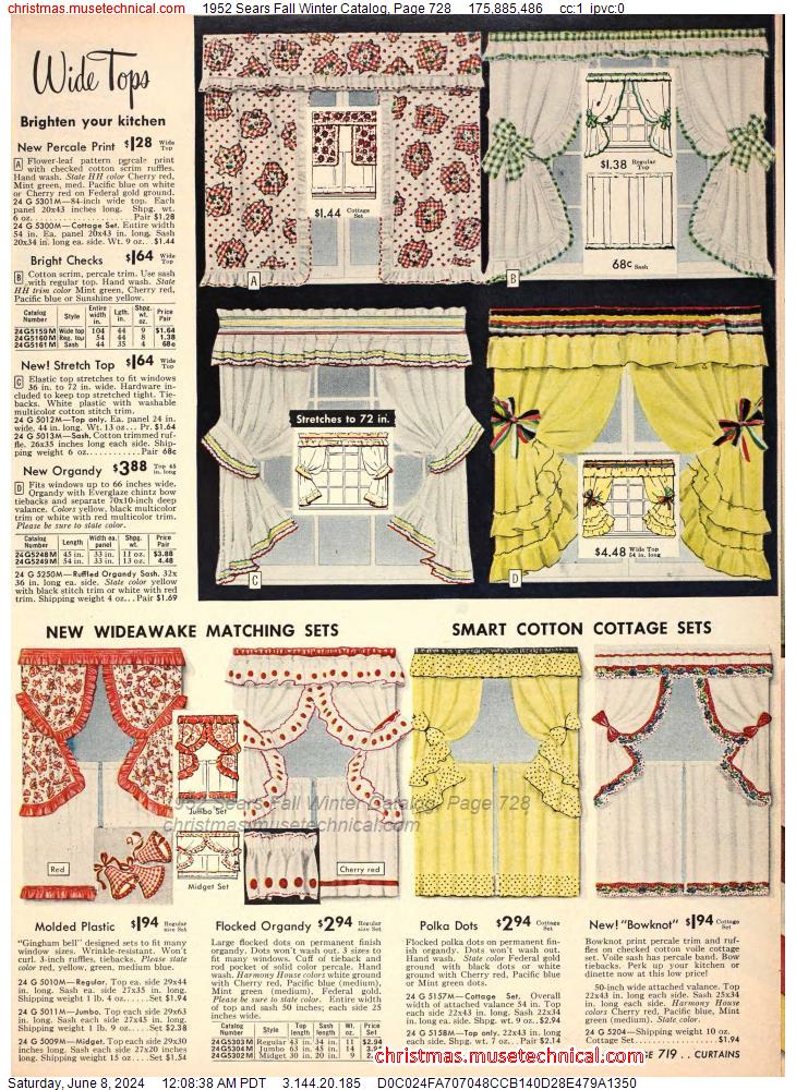 1952 Sears Fall Winter Catalog, Page 728