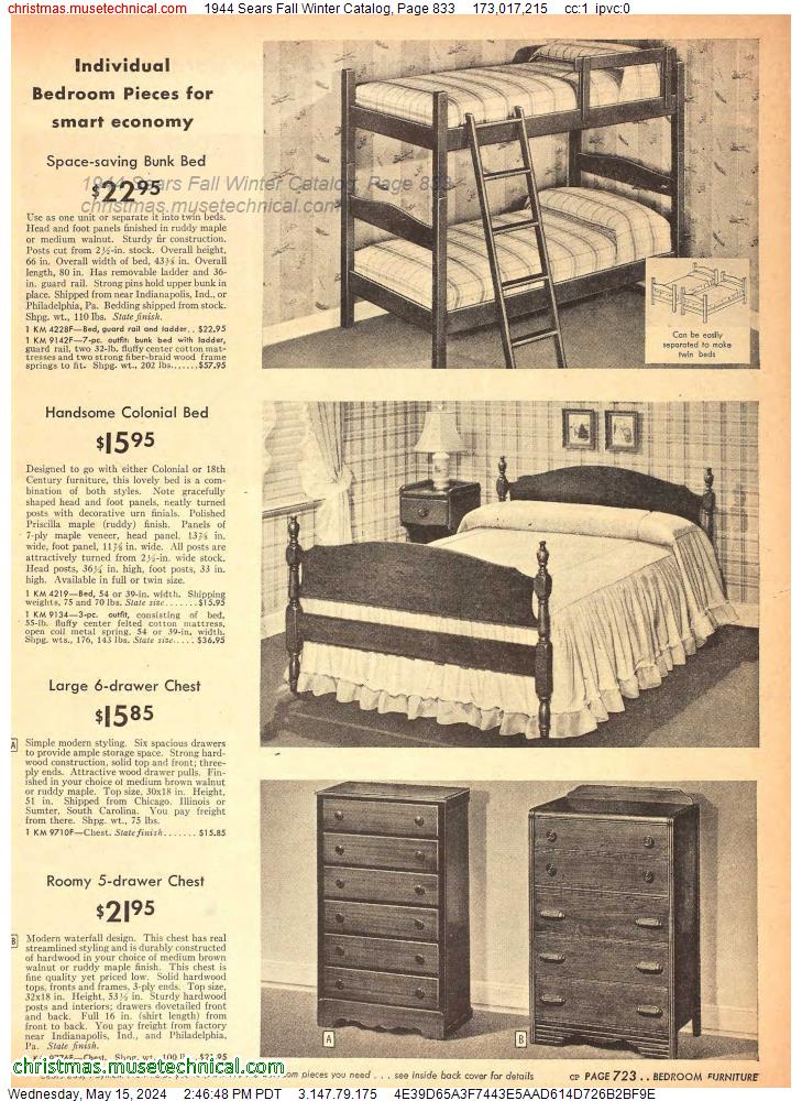 1944 Sears Fall Winter Catalog, Page 833