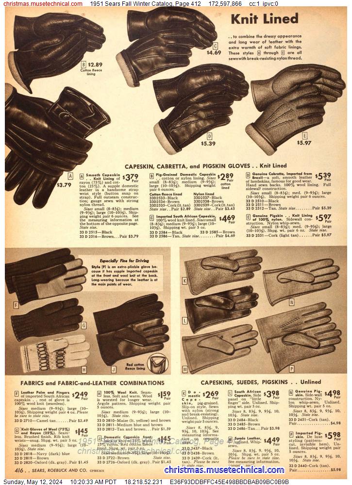 1951 Sears Fall Winter Catalog, Page 412