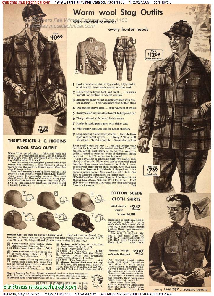 1949 Sears Fall Winter Catalog, Page 1103
