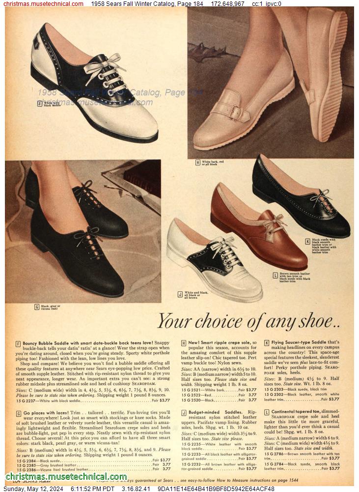 1958 Sears Fall Winter Catalog, Page 184