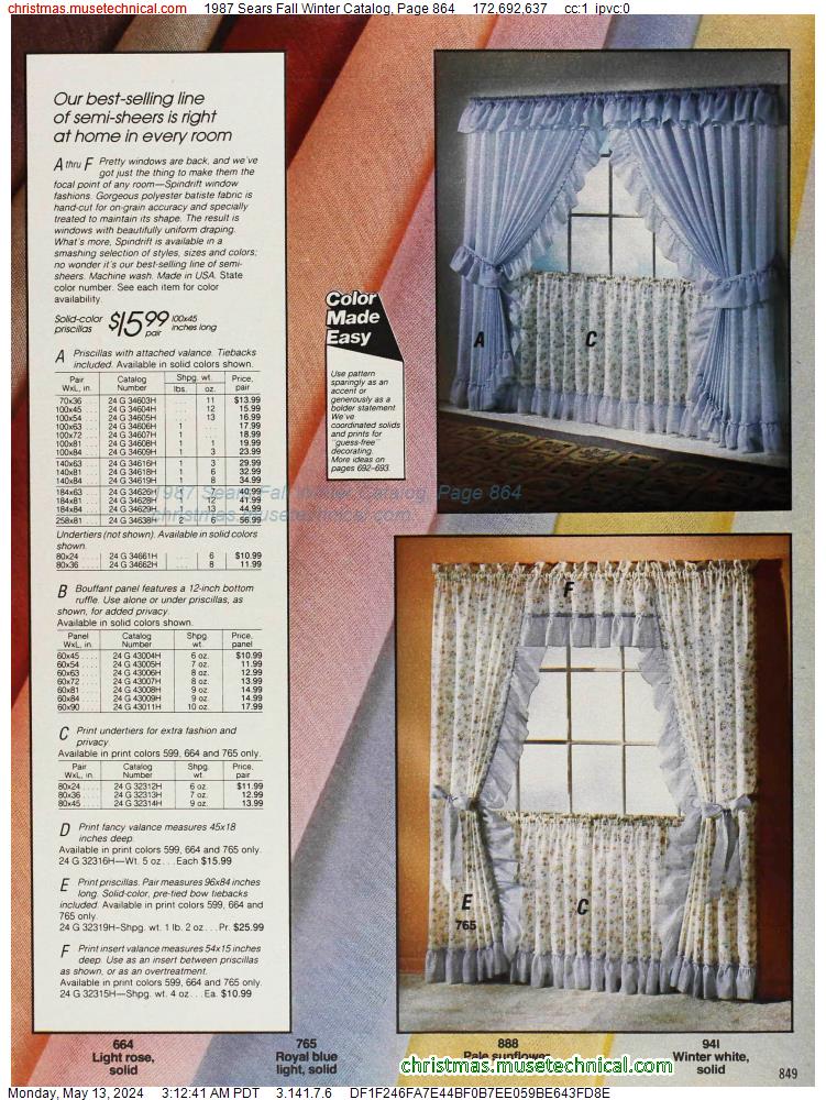 1987 Sears Fall Winter Catalog, Page 864