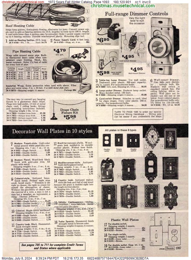 1972 Sears Fall Winter Catalog, Page 1093