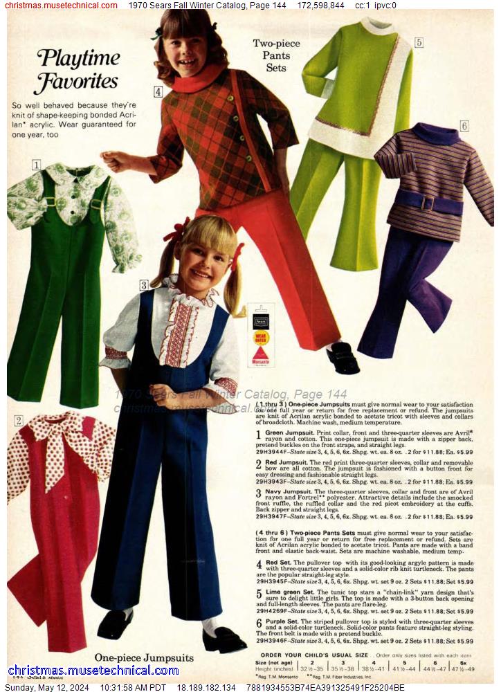 1970 Sears Fall Winter Catalog, Page 144