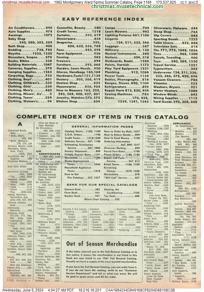 1962 Montgomery Ward Spring Summer Catalog, Page 1188