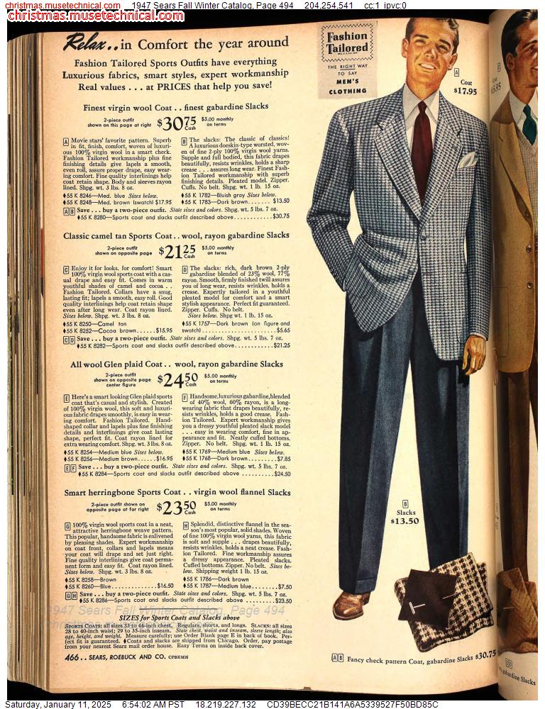 1947 Sears Fall Winter Catalog, Page 494