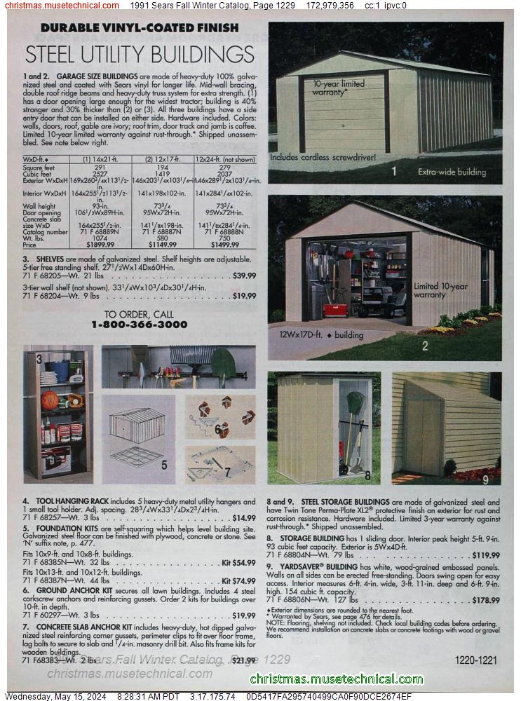 1991 Sears Fall Winter Catalog, Page 1229