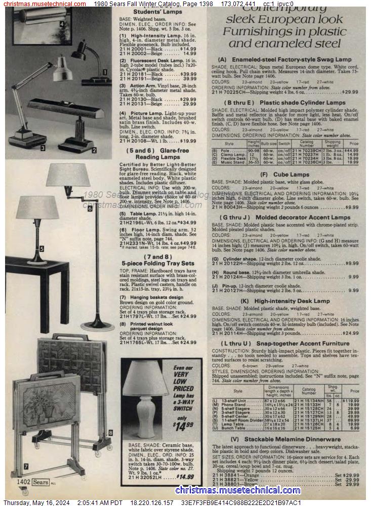 1980 Sears Fall Winter Catalog, Page 1398
