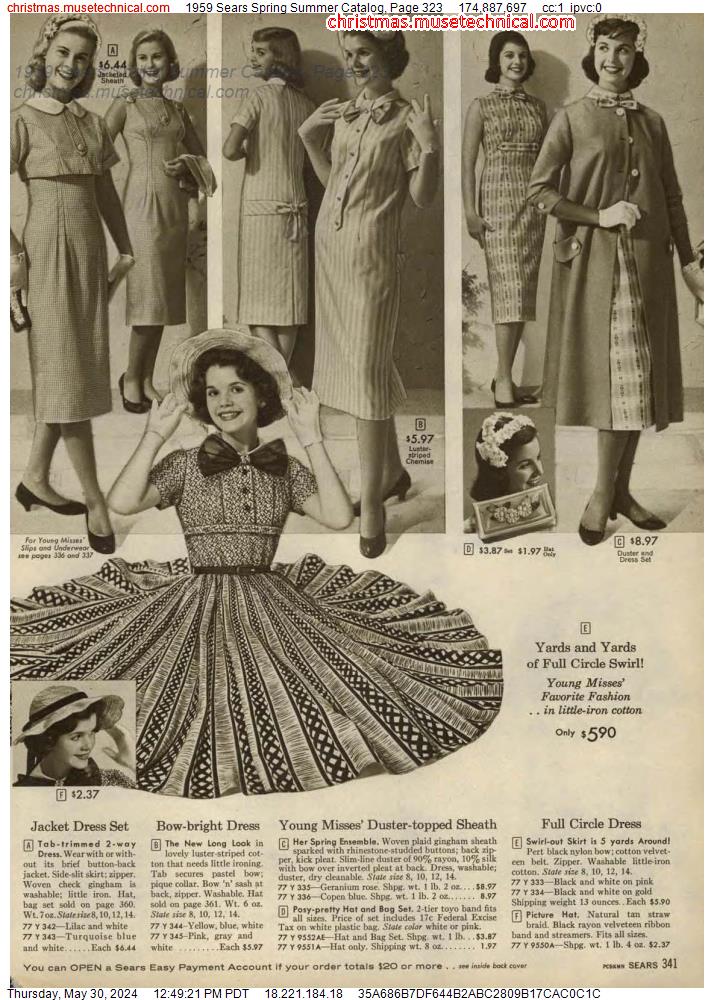 1959 Sears Spring Summer Catalog, Page 323