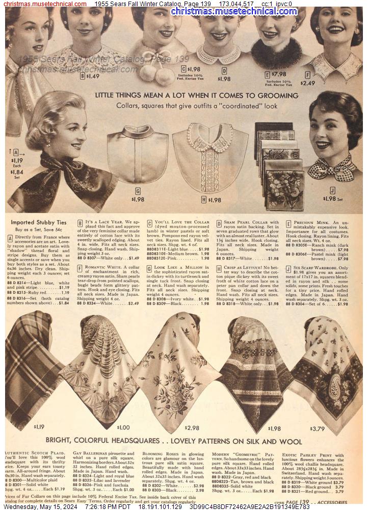 1955 Sears Fall Winter Catalog, Page 139