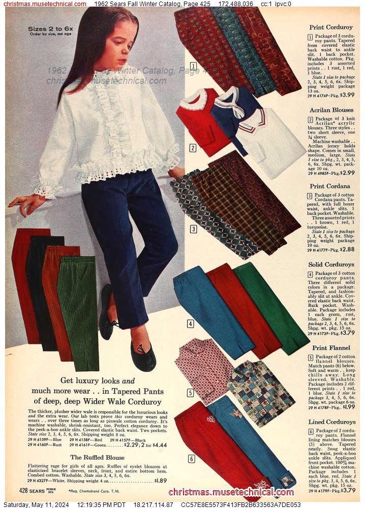 1962 Sears Fall Winter Catalog, Page 425