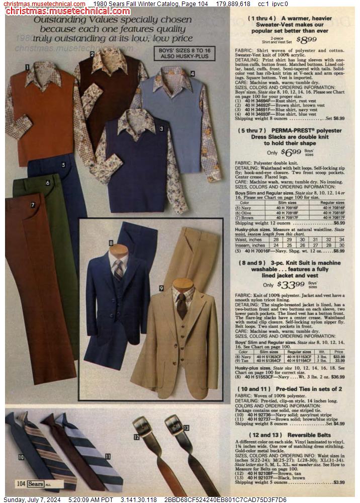1980 Sears Fall Winter Catalog, Page 104