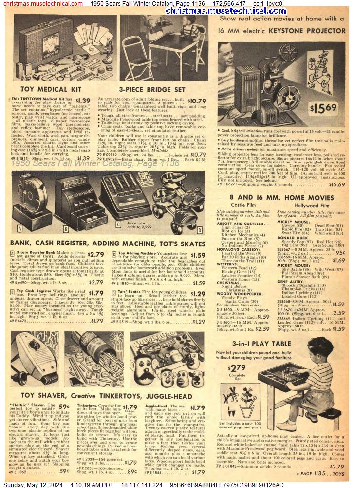 1950 Sears Fall Winter Catalog, Page 1136