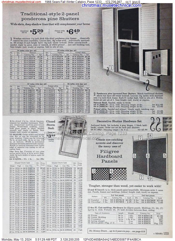 1966 Sears Fall Winter Catalog, Page 1233
