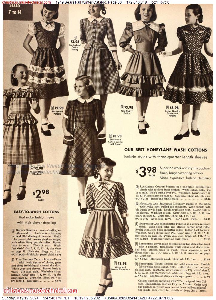 1949 Sears Fall Winter Catalog, Page 56