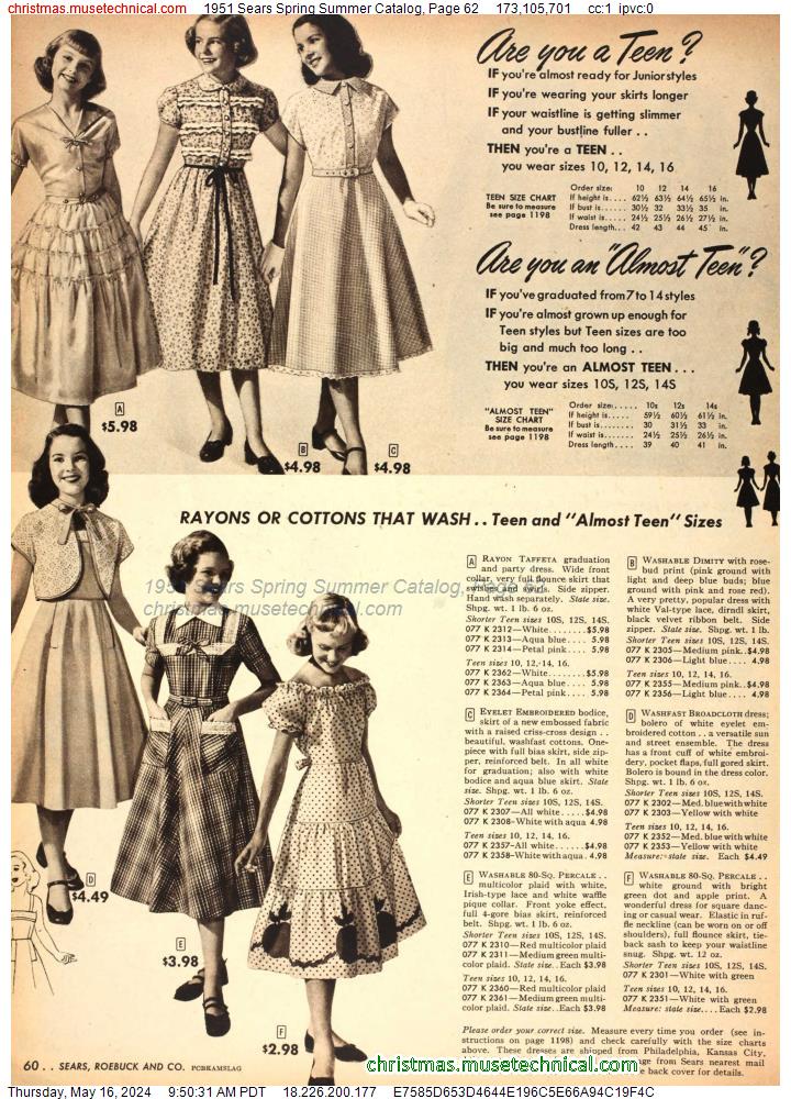 1951 Sears Spring Summer Catalog, Page 62