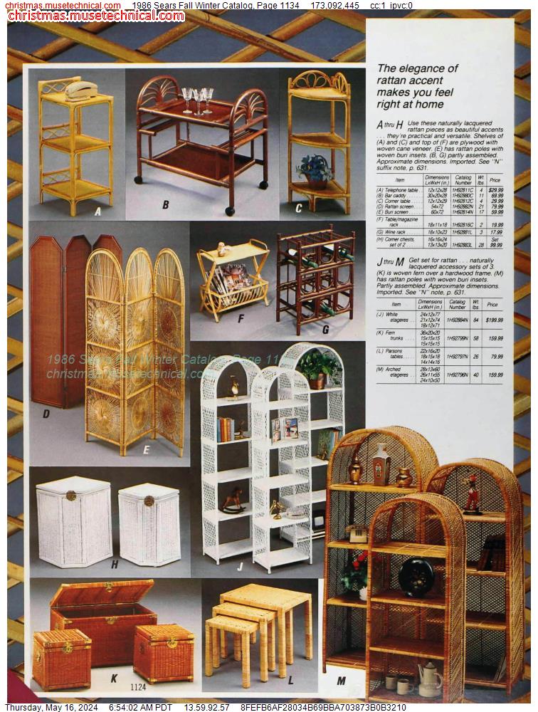 1986 Sears Fall Winter Catalog, Page 1134