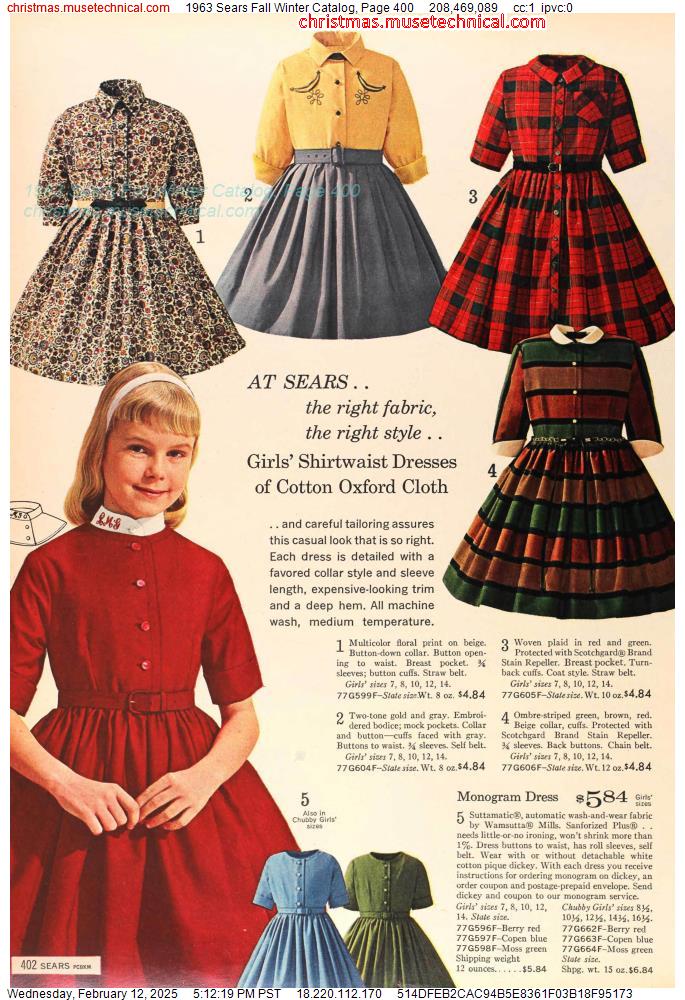 1963 Sears Fall Winter Catalog, Page 400