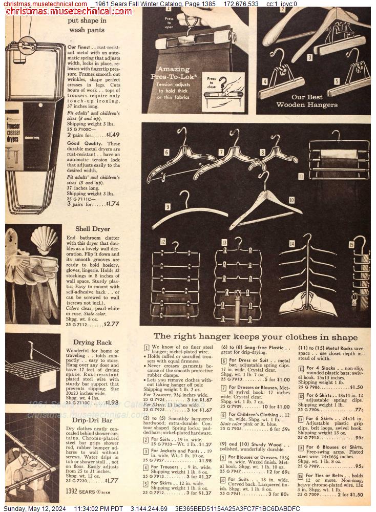 1961 Sears Fall Winter Catalog, Page 1385