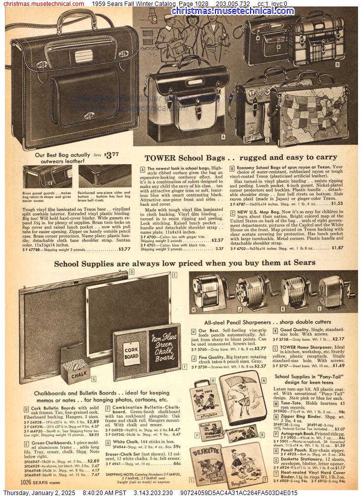 1959 Sears Fall Winter Catalog, Page 1028