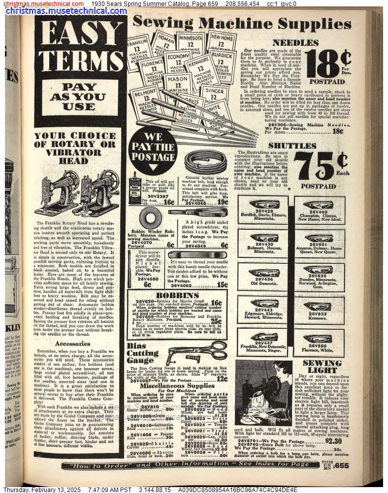 1930 Sears Spring Summer Catalog, Page 659