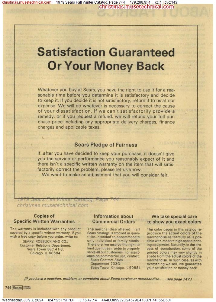 1979 Sears Fall Winter Catalog, Page 744