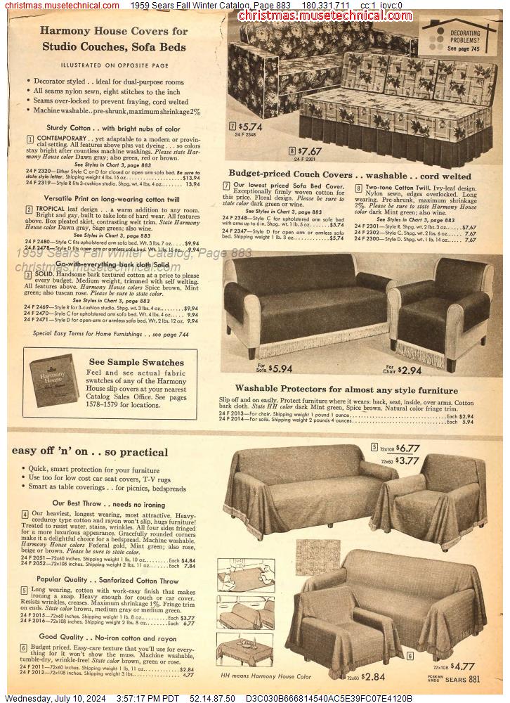 1959 Sears Fall Winter Catalog, Page 883