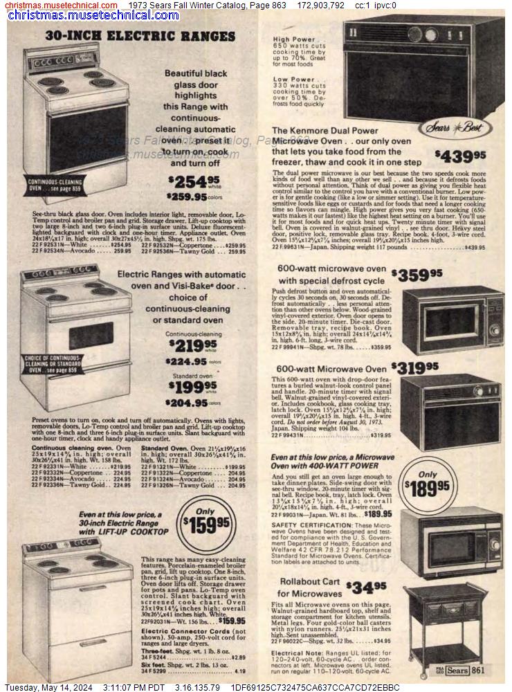 1973 Sears Fall Winter Catalog, Page 863