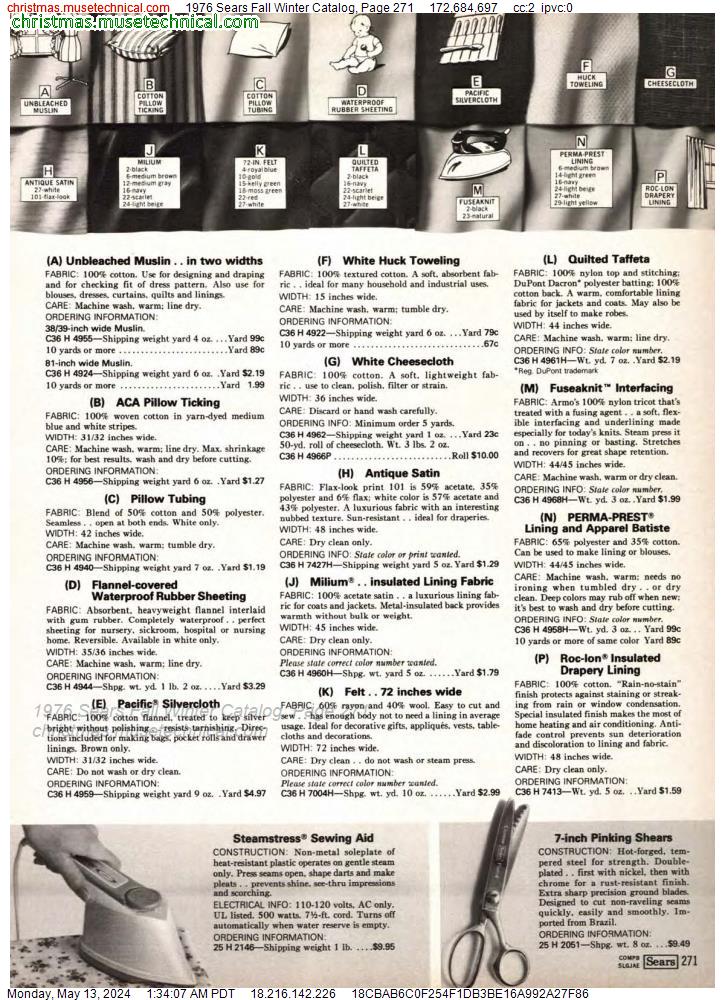 1976 Sears Fall Winter Catalog, Page 271