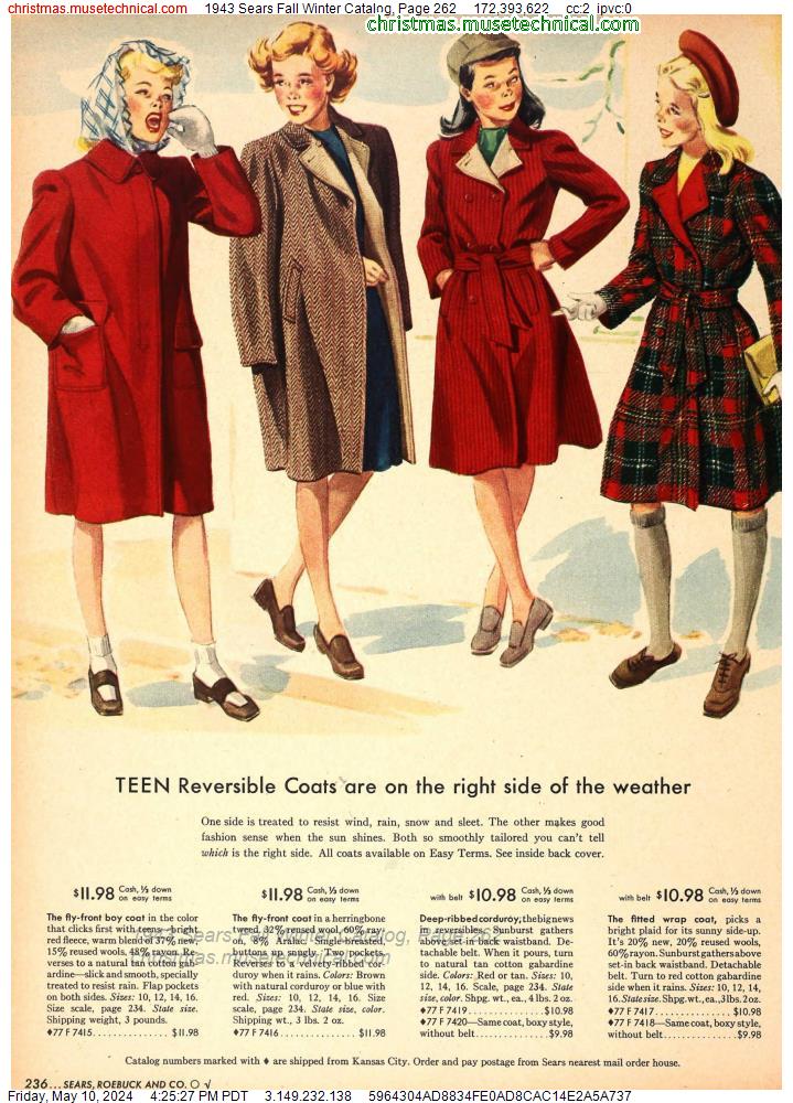 1943 Sears Fall Winter Catalog, Page 262