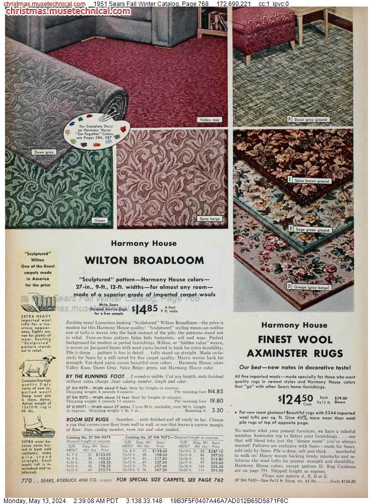 1951 Sears Fall Winter Catalog, Page 768