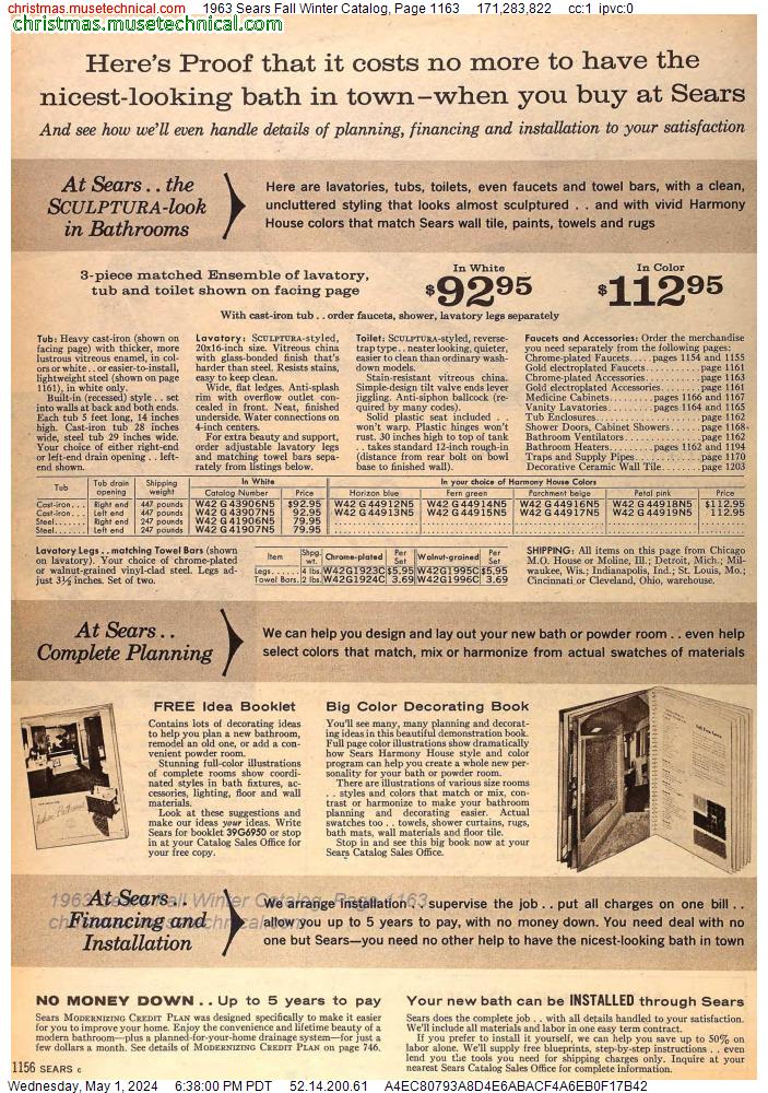 1963 Sears Fall Winter Catalog, Page 1163