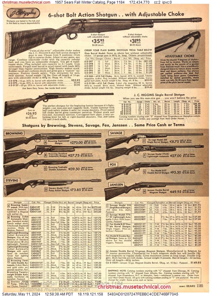 1957 Sears Fall Winter Catalog, Page 1184