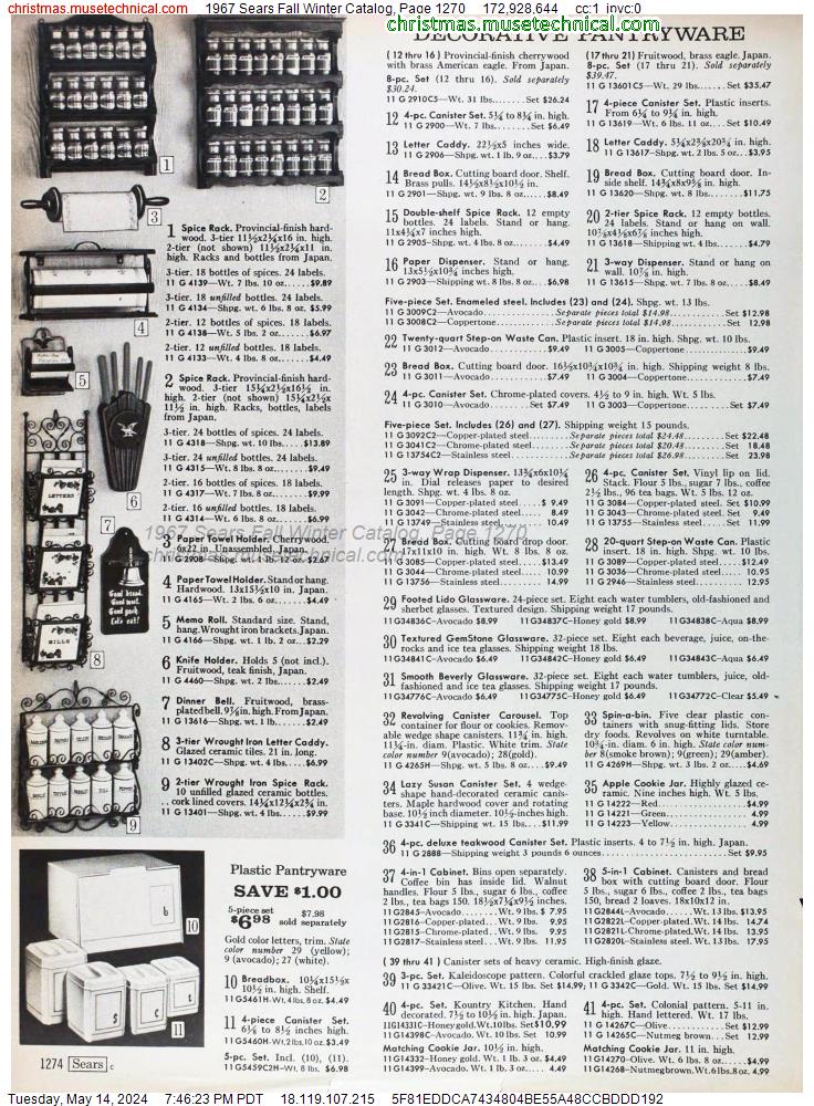 1967 Sears Fall Winter Catalog, Page 1270
