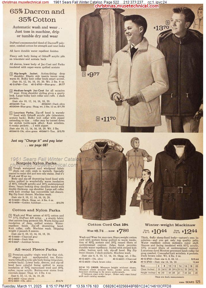 1961 Sears Fall Winter Catalog, Page 522