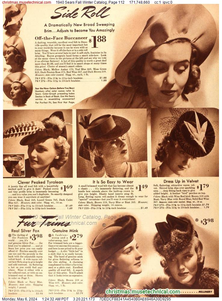 1940 Sears Fall Winter Catalog, Page 112